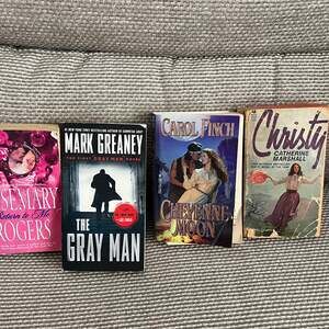 Lot of 4 Fiction Books: The Gray Man, Rosemary Rogers, Cheyenne Moon, and Christ